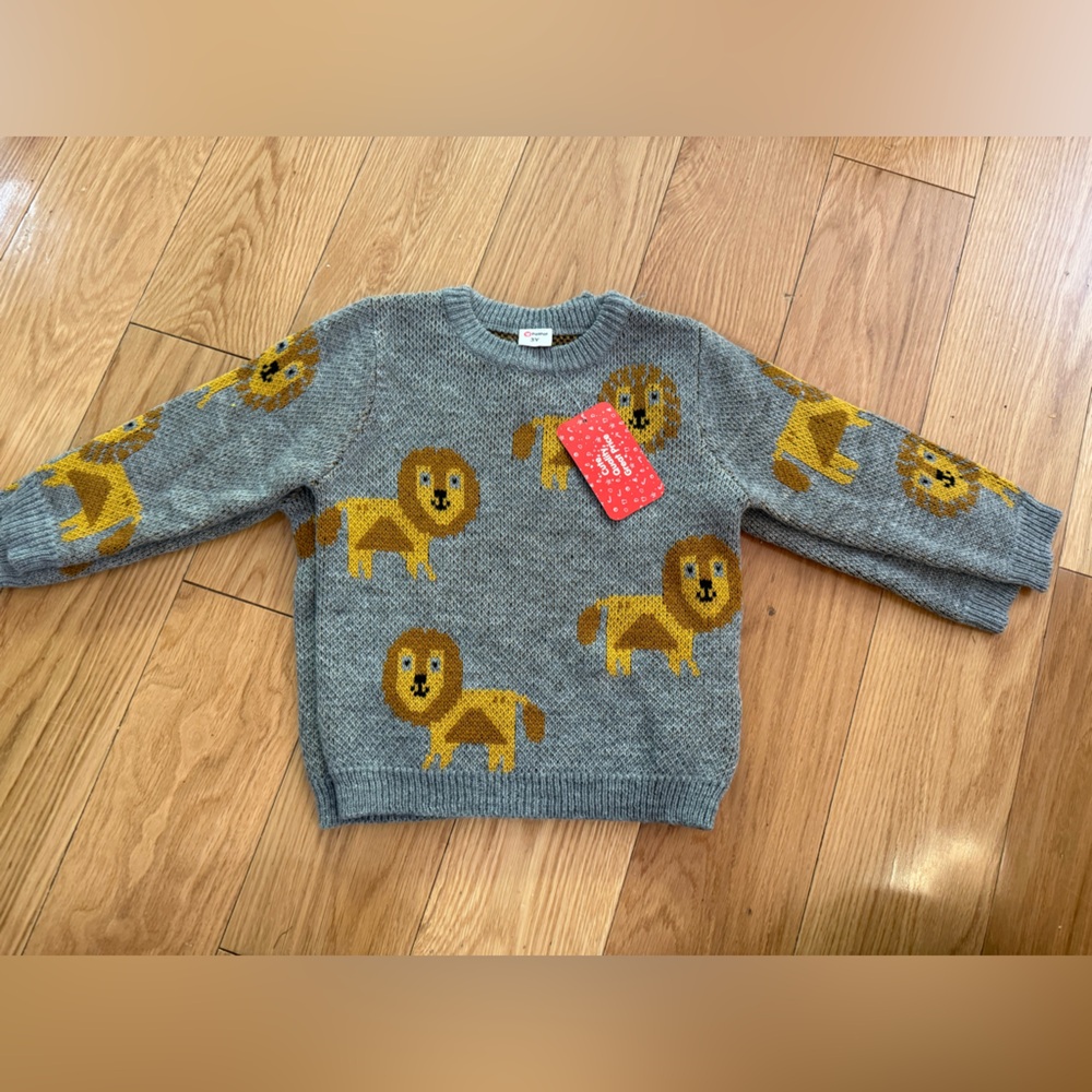 PatPat Gray Sweater with Lion Design size 3 year nwt